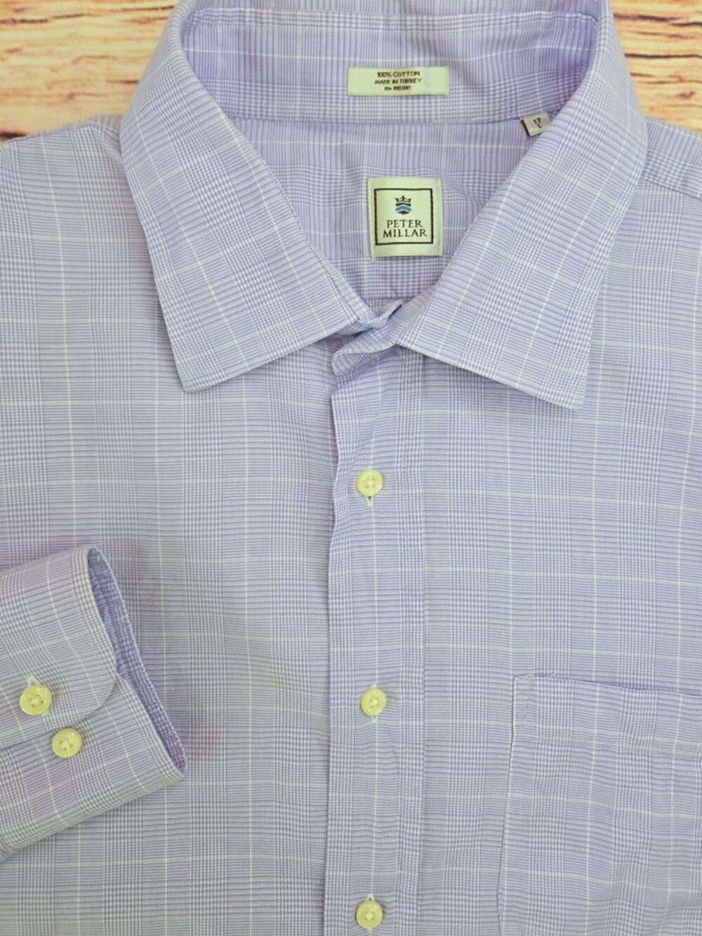 Peter Millar Mens Crown Sport Purple Dress Shirt 17 -Large